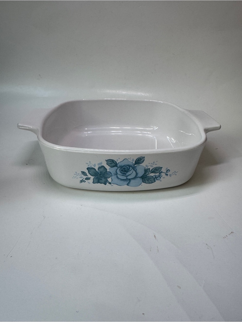 CorningWare blue velvet rose casserole dish
